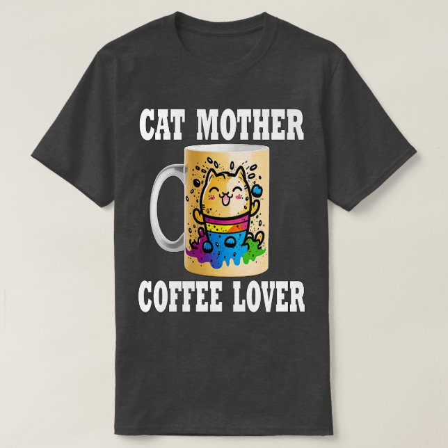 Cat Mor-kaffe Älskare 156 T Shirt (Design framsida)