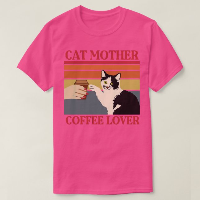 Cat mor kaffe älskare, söt kattunge mamma t shirt (Design framsida)