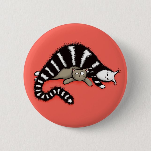 Cat Mor skyddar hennes Cute Kattunge Knapp (Framsida)