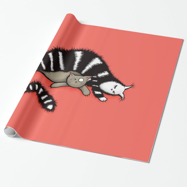 Cat Mor skyddar hennes Cute Kattunge Presentpapper (Utrullad)