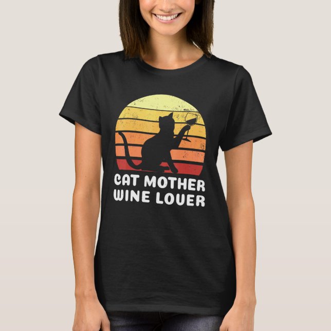 Cat Mor Vin Vino Cat Owner Mor Mamma T Shirt (Framsida)
