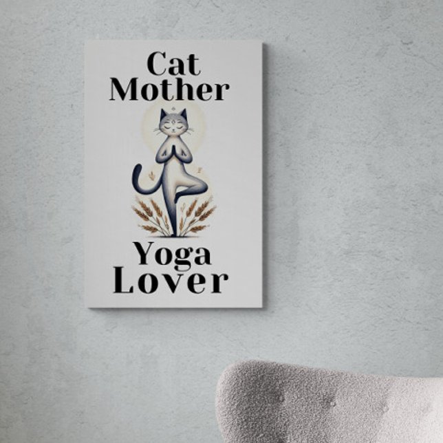 Cat Mor Yoga Älskare illustration Canvastryck (Skapare uppladdad)