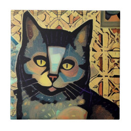 Cat moroccan mosaic abstrakt art kattunge-röster kakelplatta