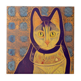 Cat moroccan mosaic abstrakt art varm kattunge-rös kakelplatta