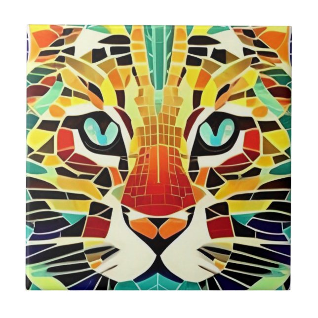 Cat mosaic multifärgad vackra kattunge-röster kakelplatta (Framsidan)