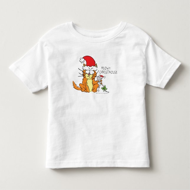 Cat Mouse jul - Tecknad Cute T Shirt (Framsida)