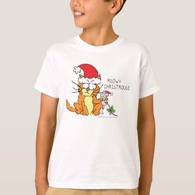 Cat Mouse jul - Tecknad Cute T Shirt (Framsida)