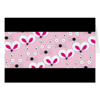 Cat Mouse Mönster Rosa Hälsningskort