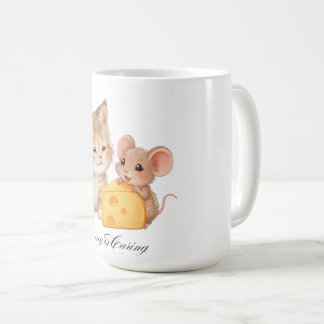 Cat & Mouse "Sharing is Caring" Cute Animal Friend Kaffemugg