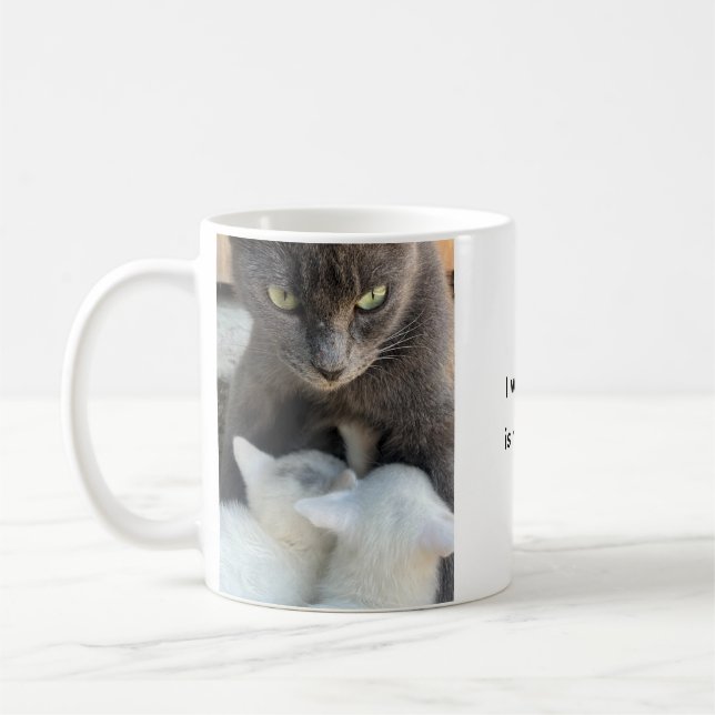 Cat Mug, Motherhood Fun, Funny Mug Kaffemugg (Vänster)