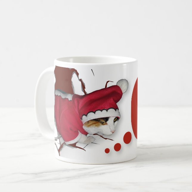 Cat Mug Wishing Merry Christmas Kaffemugg (Framsida vänster)