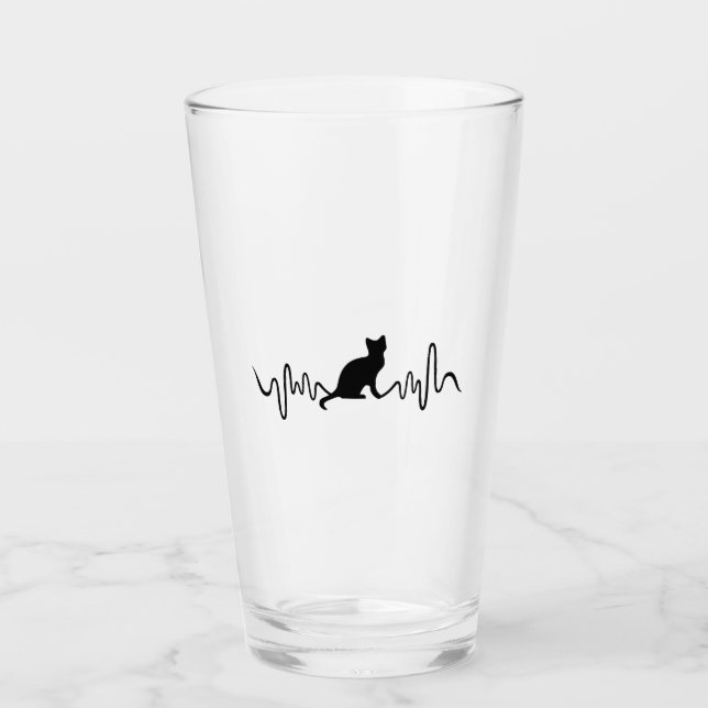 Cat Mugg - Cat Heartslag Coffee Mugg Glaskopp (Framsida)