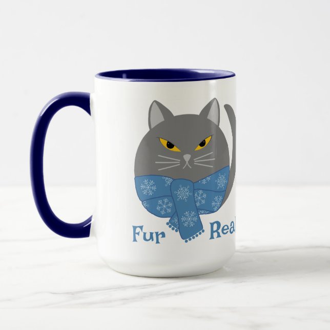 Cat Mugg, Päls Real, Cat Cute Animal Mugg (Vänster)