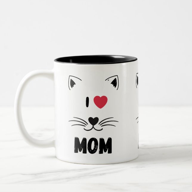 Cat mugs I love mom Två-Tonad Mugg (Vänster)