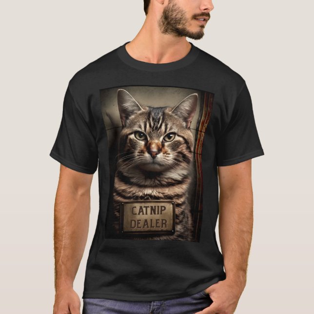 Cat Mugshot  Catnip Dealer  Cat Dad and Cat Mom T Shirt (Framsida)