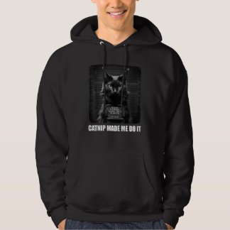 Cat Mugshot - Catnip fick mig att göra det - svart Hoodie