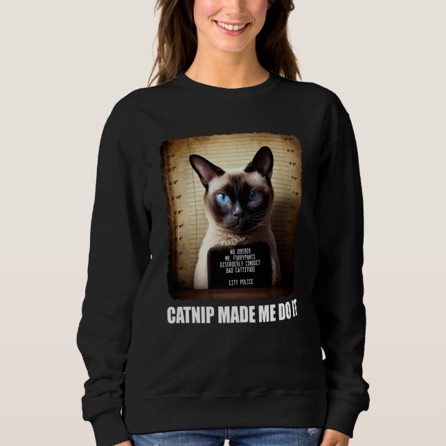 Cat Mugshot  Catnip Made Me Do It   Cat T Shirt (Framsida)
