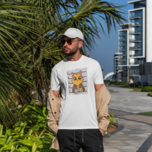 Cat Mugshot Tecknad T Shirt