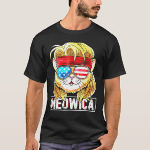 Cat Mullet American Flagga Patriotic 4:e juli Katt T Shirt