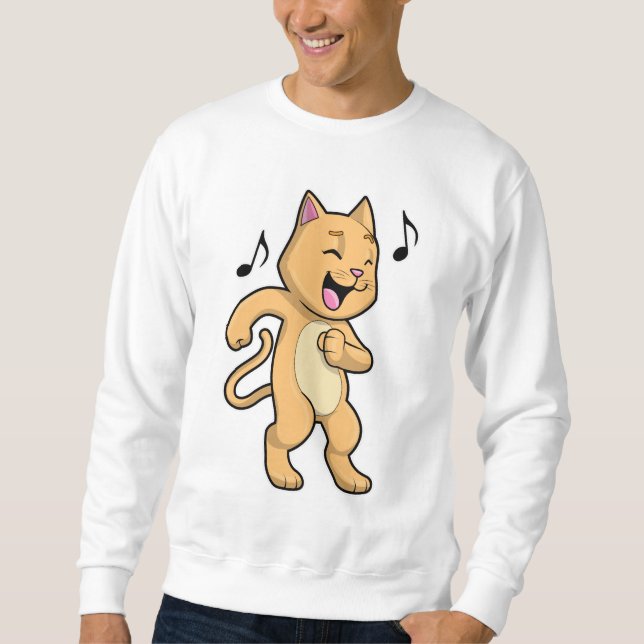 Cat Music Dance Lång Ärmad Tröja (Framsida)