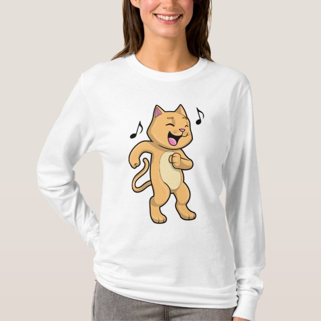 Cat Music Dance T Shirt (Framsida)
