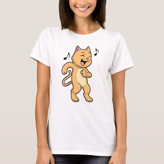 Cat Music Dance T Shirt (Framsida)