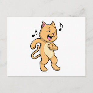 Cat Music Dance Vykort