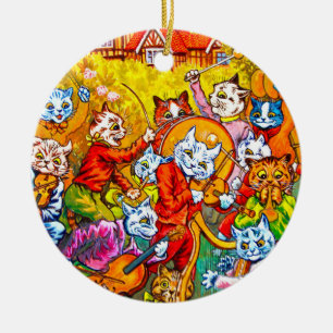 Cat Musical Band Julgransprydnad Keramik