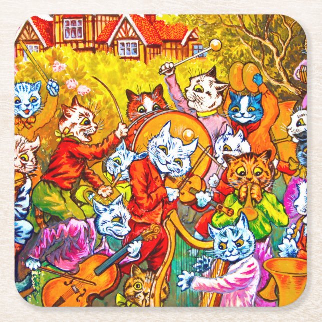 Cat Musical Band Underlägg Papper Kvadrat (Framsidan)