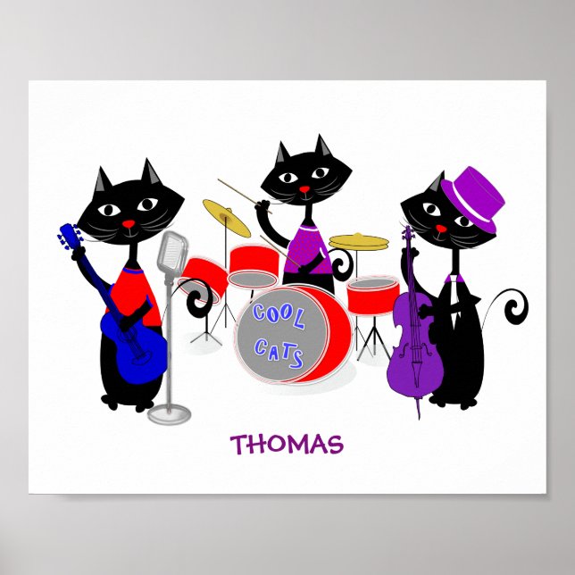 Cat Musician Coola Cats Tecknad Cats  Cats Poster (Framsidan)