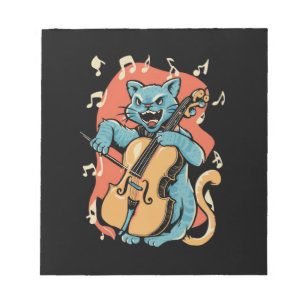Cat Musician spelar Cello Anteckningsblock