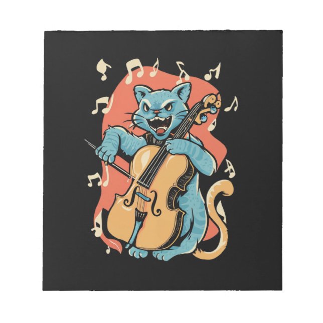 Cat Musician spelar Cello Anteckningsblock (Framsida)