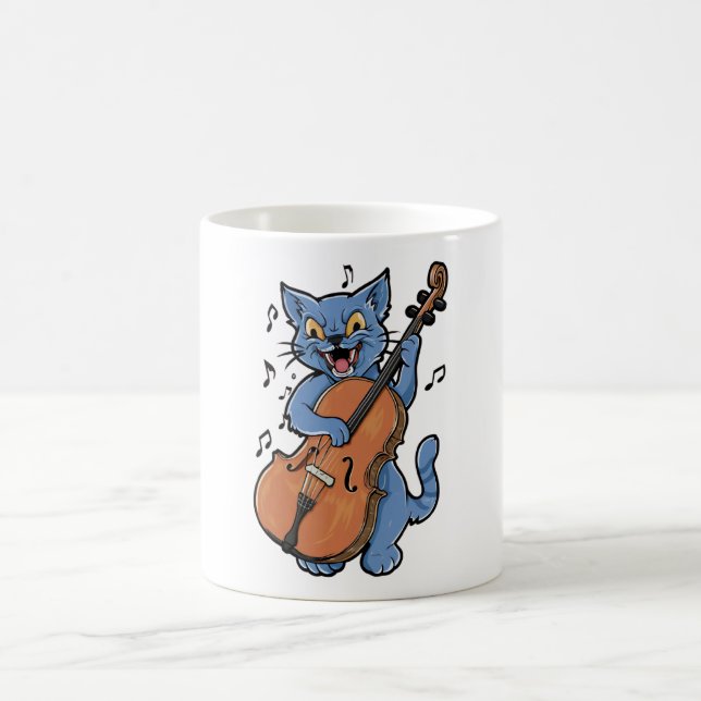 Cat Musician spelar Cello Kaffemugg (Center)