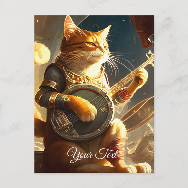 Cat Musician. Vykort (Framsida)