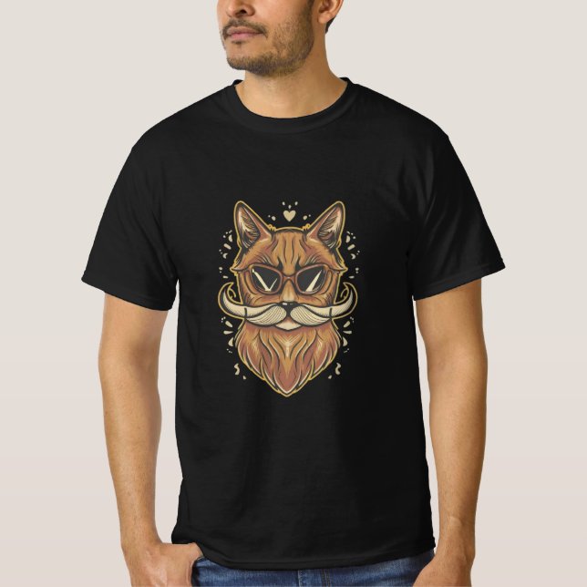 Cat Mustache T Shirt (Framsida)
