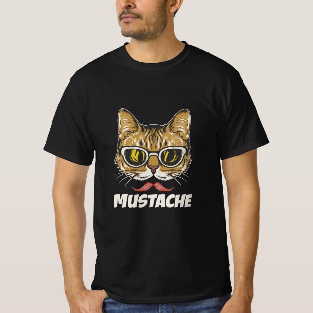 Cat Mustache T Shirt (Framsida)