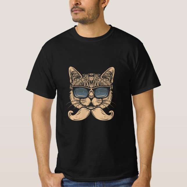 Cat Mustache T Shirt (Framsida)