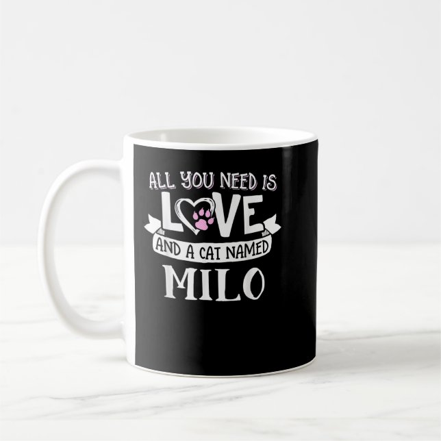 Cat Namn Milo - allt du behöver är Kärlek! Kaffemugg (Vänster)