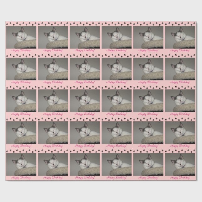 Cat Nap Birthday och Tass avtryck Presentpapper (Platt)