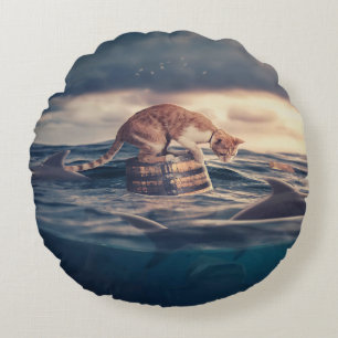 Cat Nap Dream eller Nightmare Rund Kudde