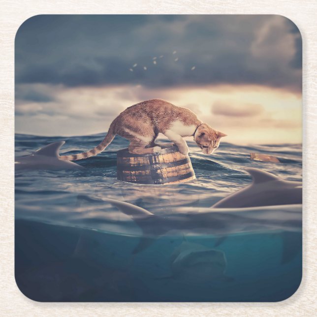 Cat Nap Dream eller Nightmare Underlägg Papper Kvadrat (Framsidan)