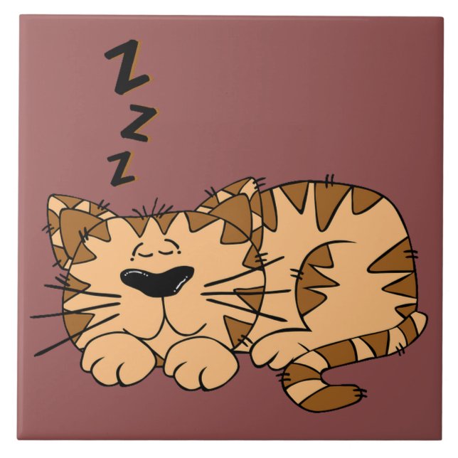 Cat Nap Kattunge Large Ceramic Tile Kakelplatta (Framsidan)