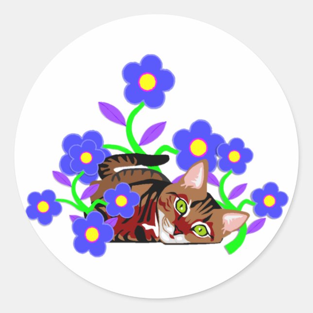 Cat Nap Runt Klistermärke (Framsida)