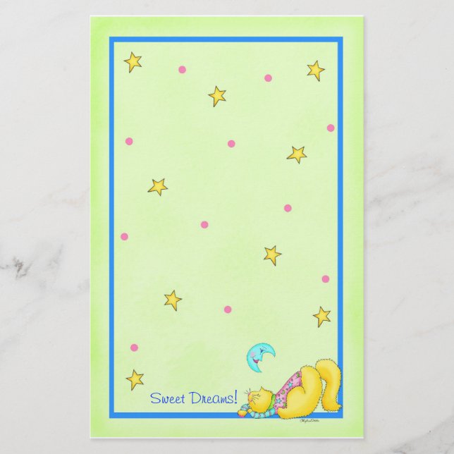 Cat Nap Stationery "Sweet Dreams" Brevpapper (Framsida)