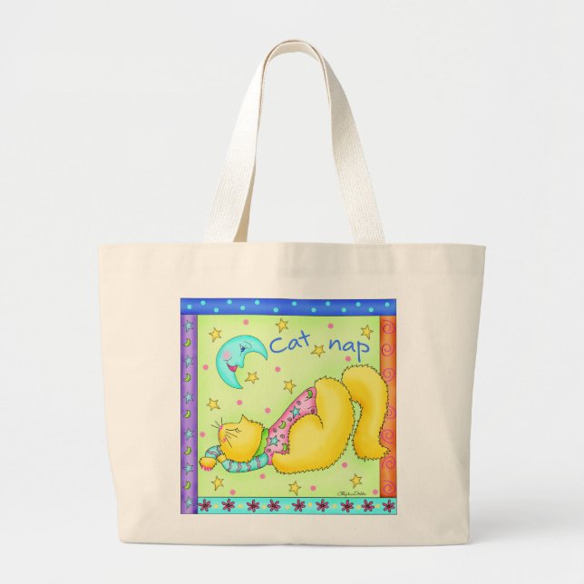 Cat Nap Tote Bag Jumbo Tygkasse (Framsidan)