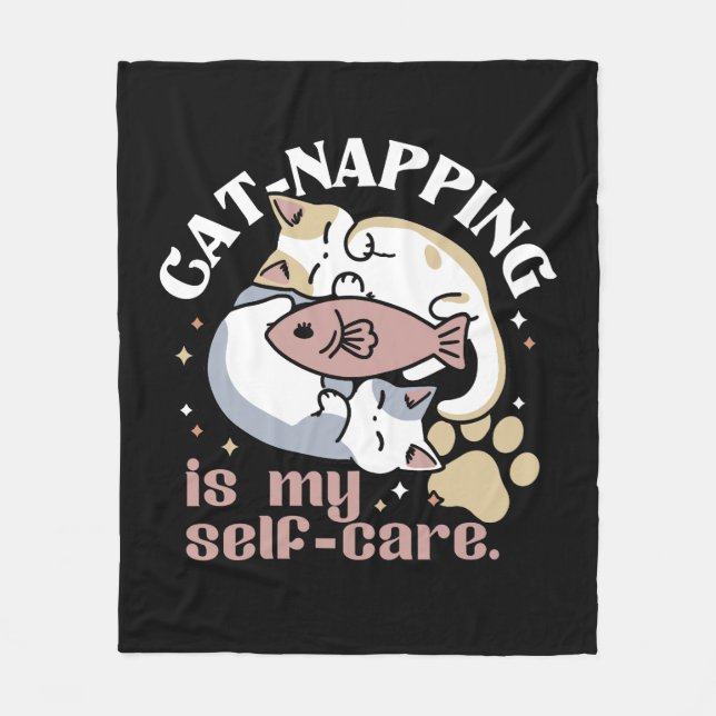 Cat-Napping är min självbetjäning Cute Cat-offert Fleecefilt (Framsidan)
