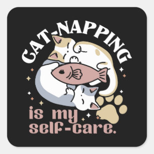 Cat-Napping är min självbetjäning Cute Cat-offert Fyrkantigt Klistermärke