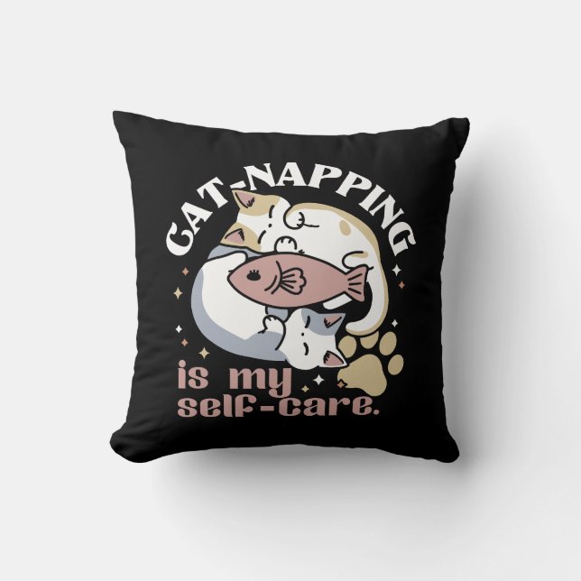 Cat-Napping är min självbetjäning Cute Cat-offert Kudde (Framsida)