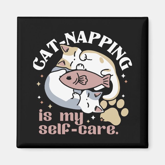 Cat-Napping är min självbetjäning Cute Cat-offert Magnet (Framsidan)