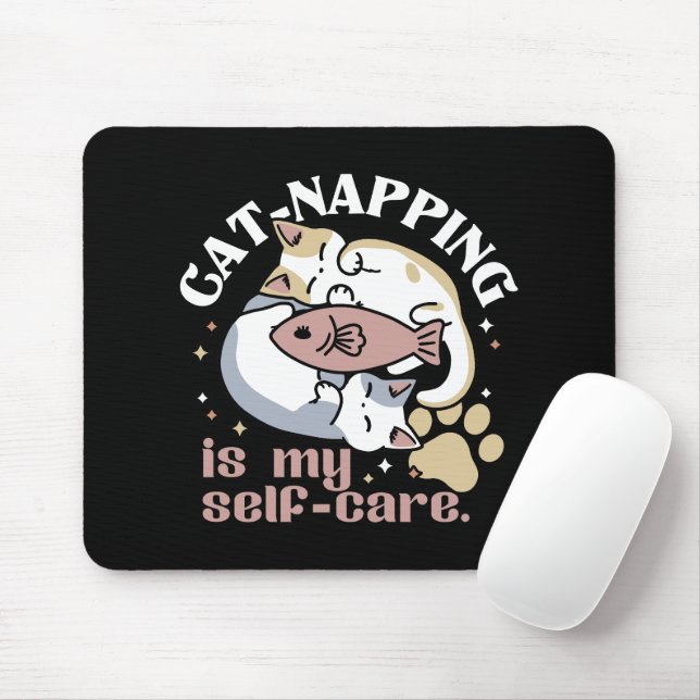 Cat-Napping är min självbetjäning Cute Cat-offert Musmatta (Med mus)